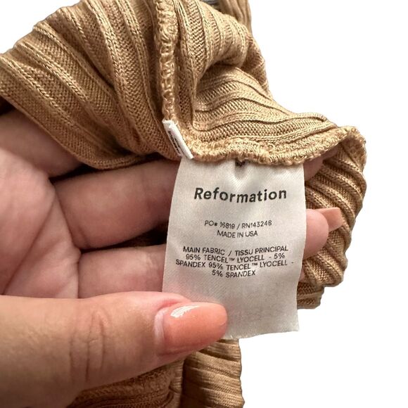 REFORMATION Kazu Ribbed Jumpsuit Tan Sz Small - Picture 8 of 8